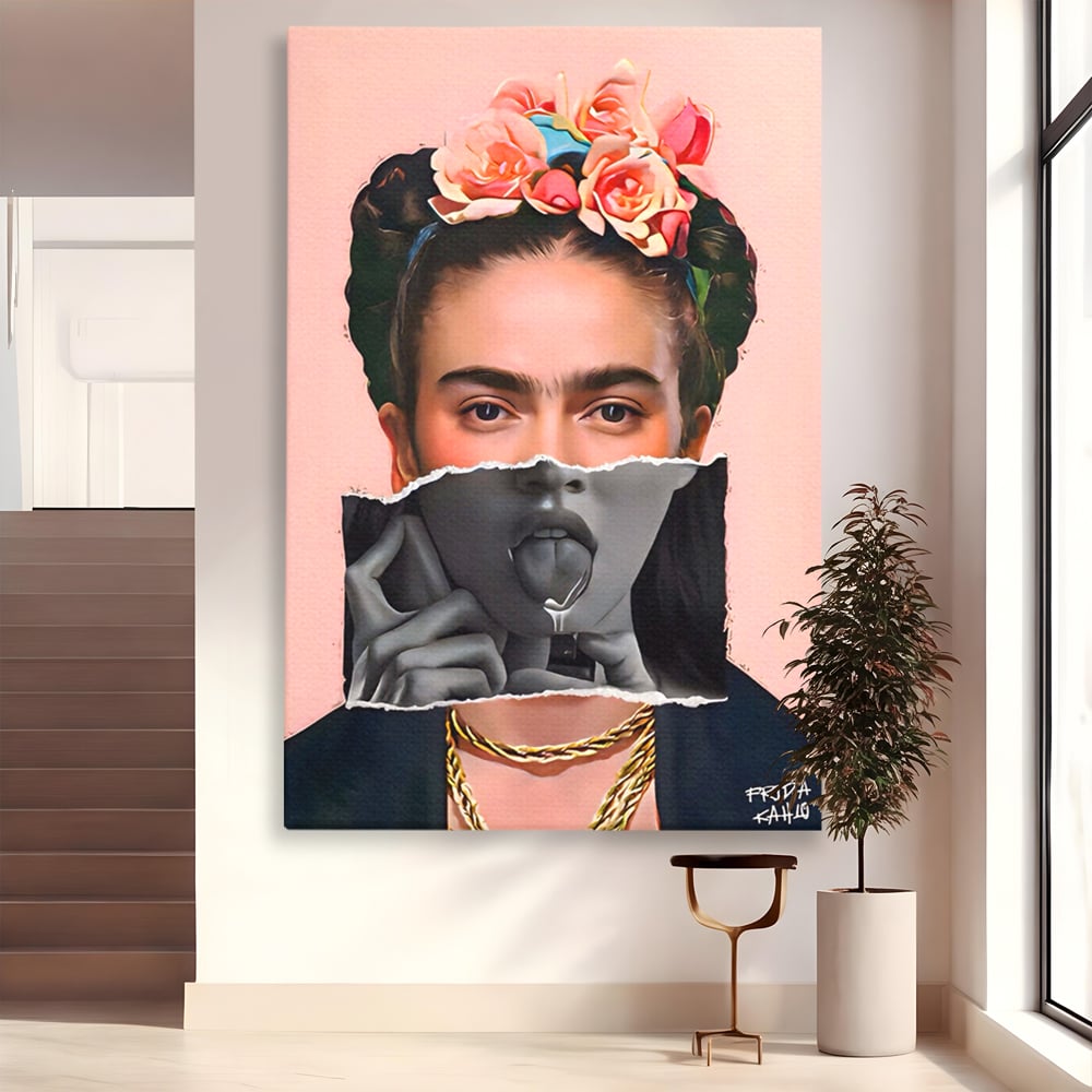 Tablou canvas cu tablou canvas cu portret collage, fara rama, pe sasiu de lemn